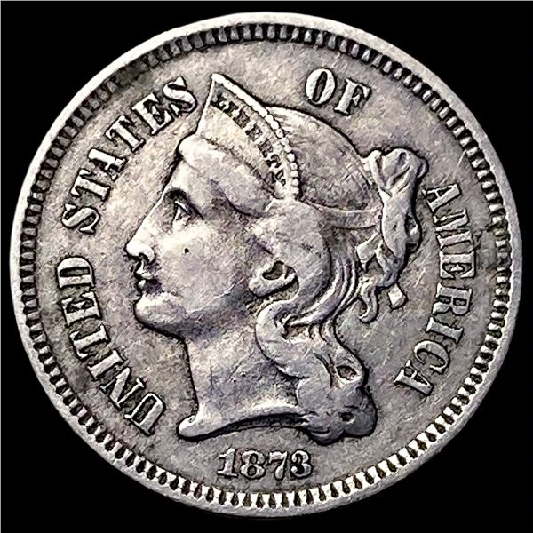 1873 Nickel Three-Cent Piece NEARLY  UNCIRCULATED