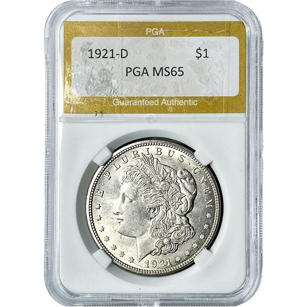 1921-D Morgan Silver Dollar PGA MS65