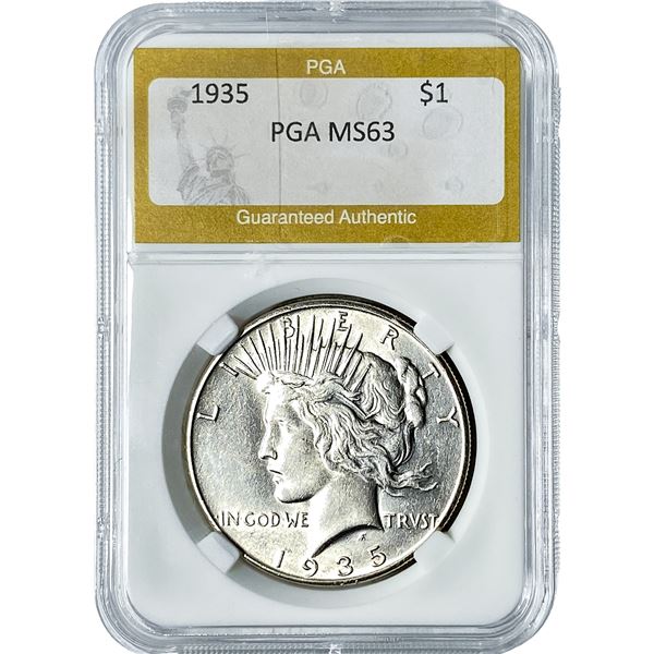 1935 Silver Peace Dollar PGA MS63