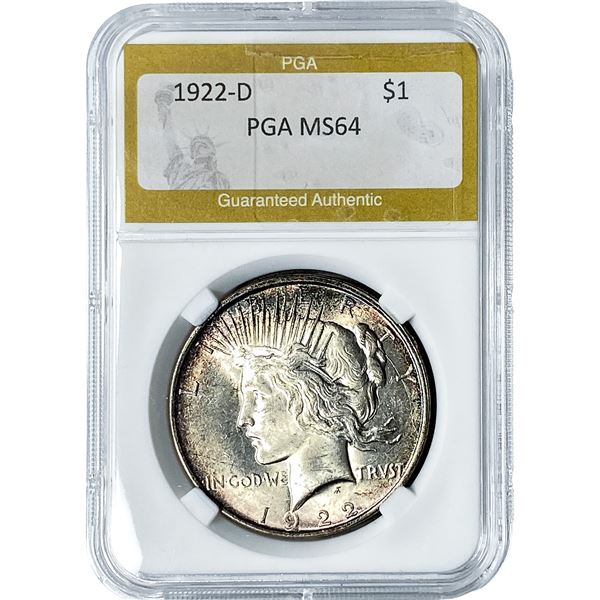 1922-D Silver Peace Dollar PGA MS64