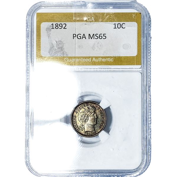 1892 Barber Dime PGA MS65