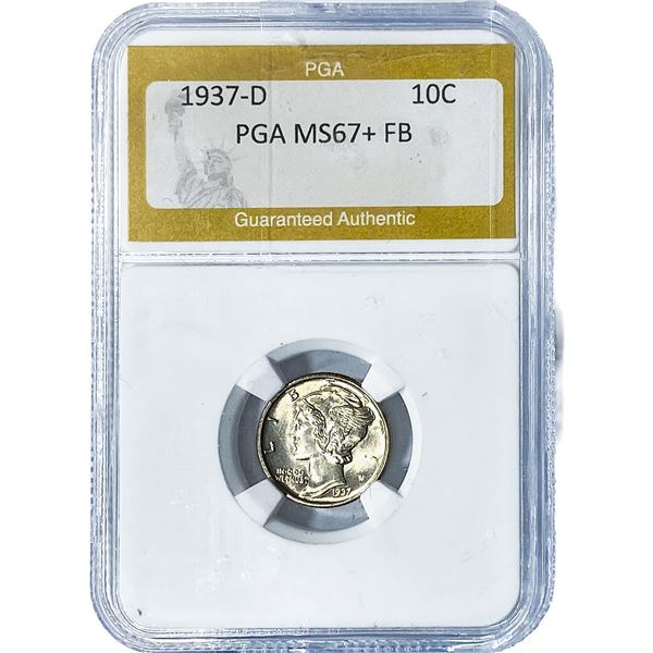 1937-D Mercury Silver Dime PGA MS67+ FB