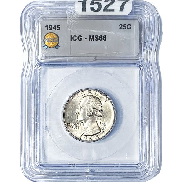 1945 Washington Silver Quarter ICG MS66