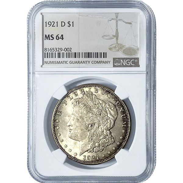 1921-D Morgan Silver Dollar NGC MS64