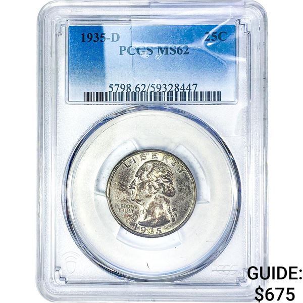 1935-D Washington Silver Quarter PCGS MS62