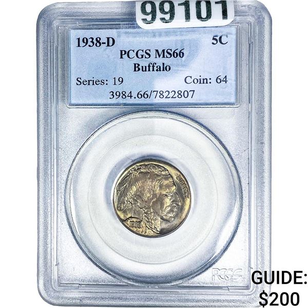 1938-D Buffalo Nickel PCGS MS66