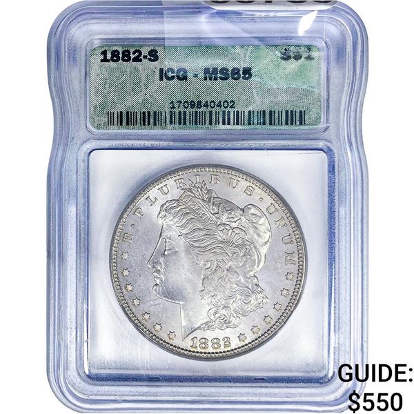 1882-S Morgan Silver Dollar ICG MS65