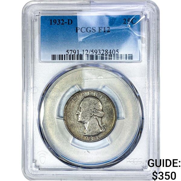 1932-D Washington Silver Quarter PCGS F12