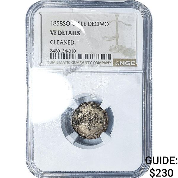 1858-SO Chile Silver Decimo NGC VF Details