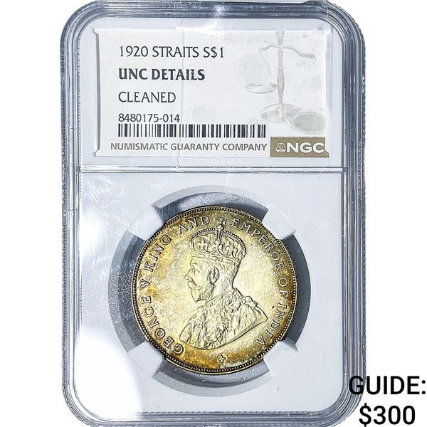 1920 Straits Settlements Silver 1 Dollar NGC UNC Details