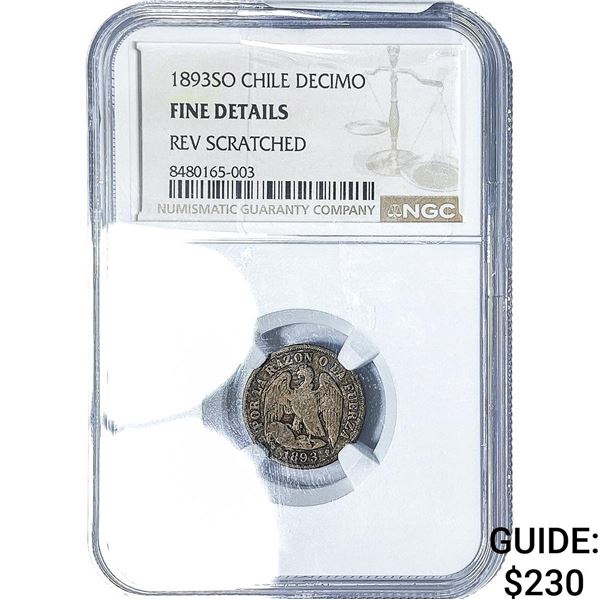 1893-SO Chile Silver Decimo NGC F Details