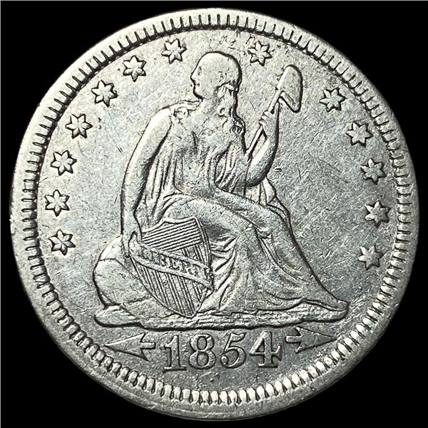 1854 Arrows Seated Liberty Quarter NEARLY  UNCIRCULATED