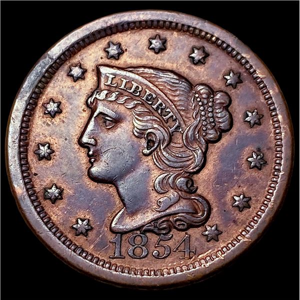 1854 Braided Hair Large Cent CLOSELY  UNCIRCULATED