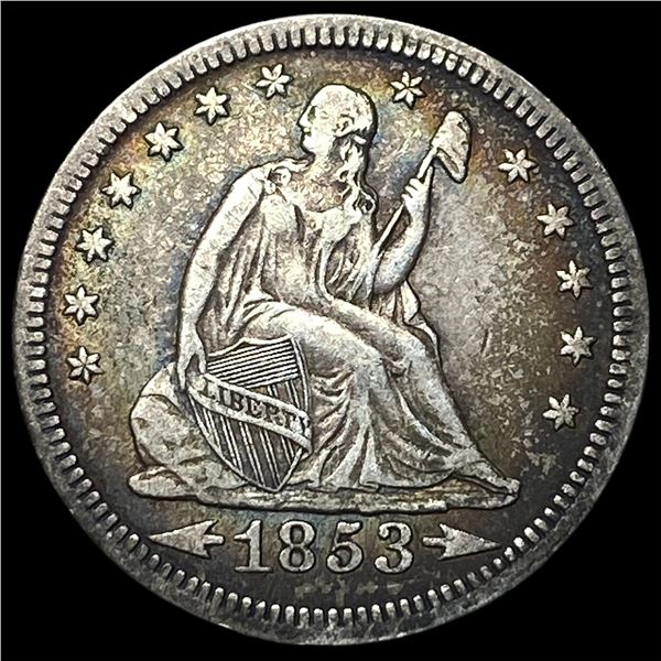 1853 Arrows/Rays Seated Liberty Quarter  NEARLY UNCIRCULATED