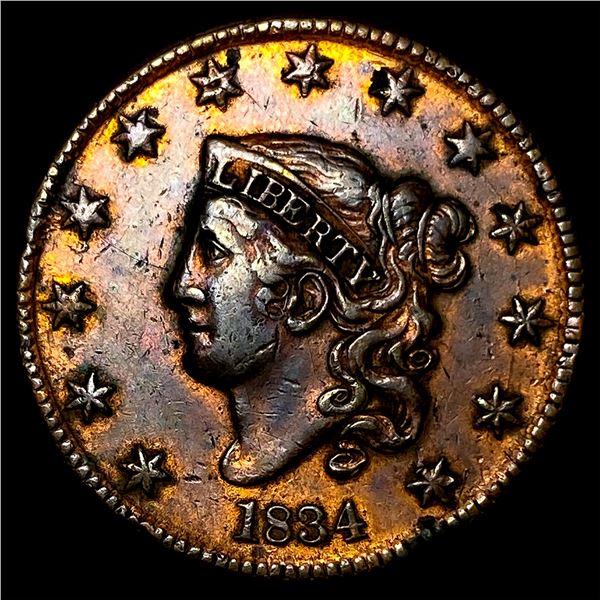 1834 Coronet Head Large Cent CLOSELY  UNCIRCULATED