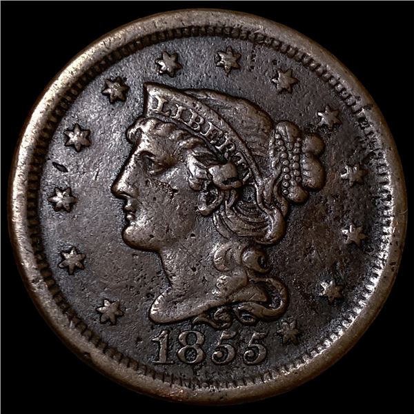 1855 Braided Hair Large Cent NEARLY  UNCIRCULATED