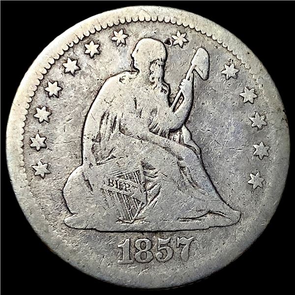 1857-O Silver Seated Liberty Quarter NICELY  CIRCULATED