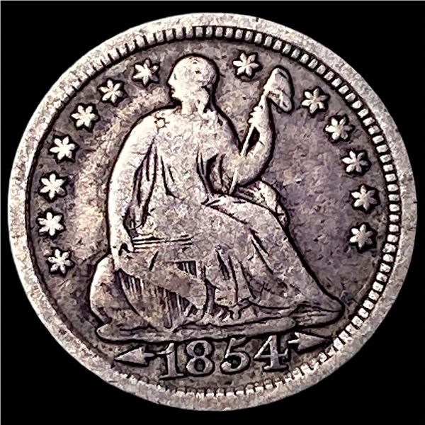 1854 Arrows Silver Seated Liberty Half Dime  NICELY CIRCULATED
