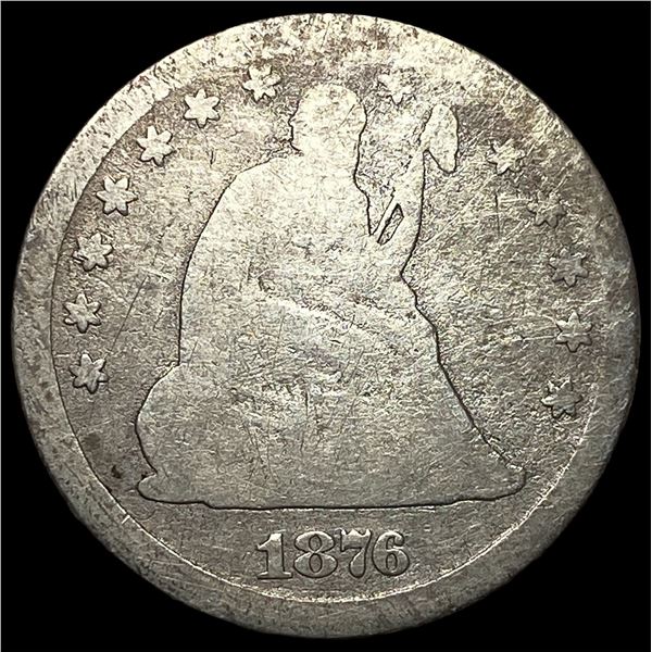 1876-CC Silver Seated Liberty Quarter NICELY  CIRCULATED
