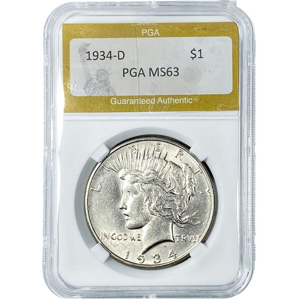 1934-D Silver Peace Dollar PGA MS63