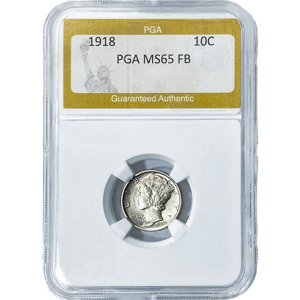 1918 Mercury Silver Dime PGA MS65 FB