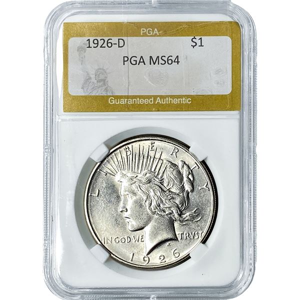 1926-D Silver Peace Dollar PGA MS64