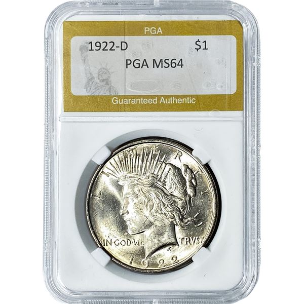 1922-D Silver Peace Dollar PGA MS64
