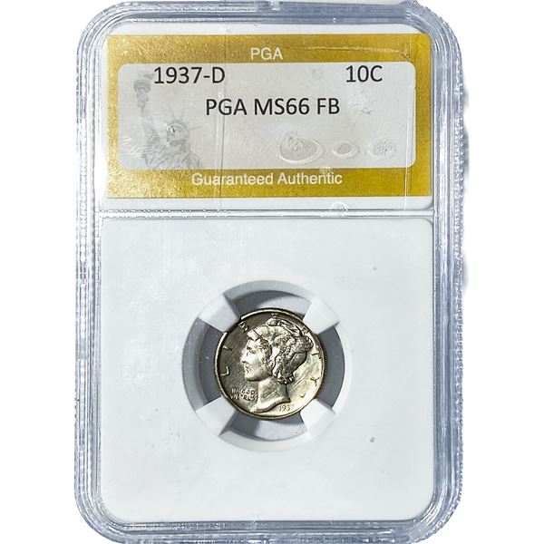 1937-D Mercury Silver Dime PGA MS66 FB
