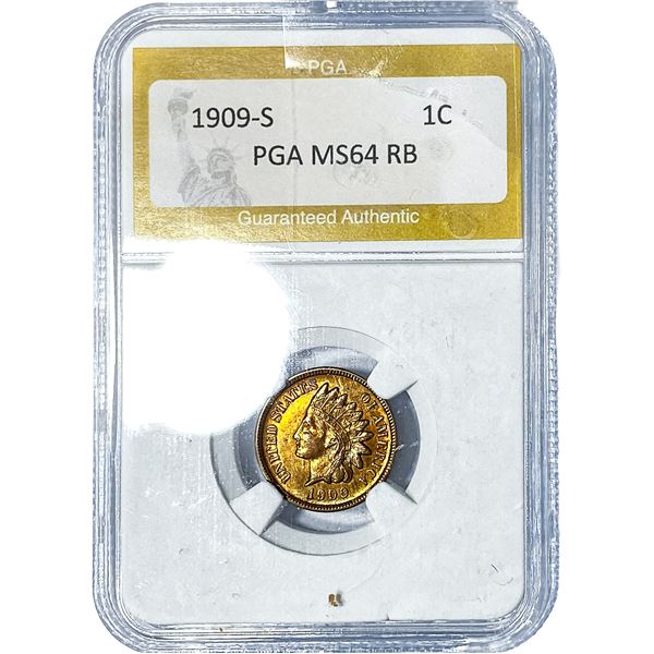 1909-S Indian Head Cent PGA MS64 RB