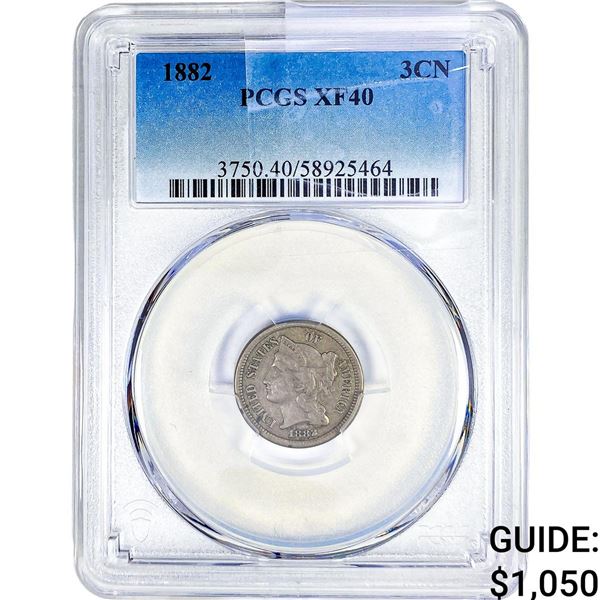1882 Nickel Three Cent PCGS XF40