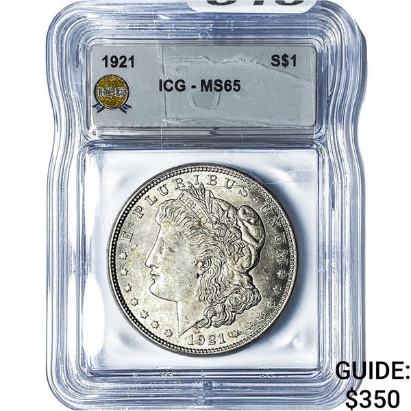 1921 Morgan Silver Dollar ICG MS65