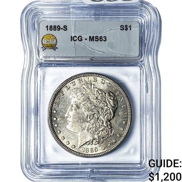 1889-S Morgan Silver Dollar ICG MS63
