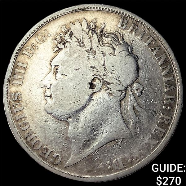 1822 Great Britain Silver 1 Crown ABOUT UNCIRCULATED