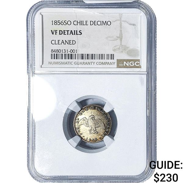 1856-SO Chile Silver Decimo NGC VF Details