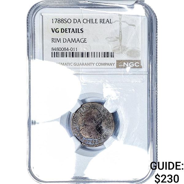 1788-SO Colonial Spain Silver 1 Real NGC VG Details