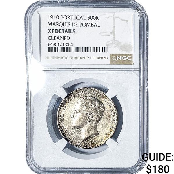 1910 Portugal Silver 500 Reis NGC XF Details