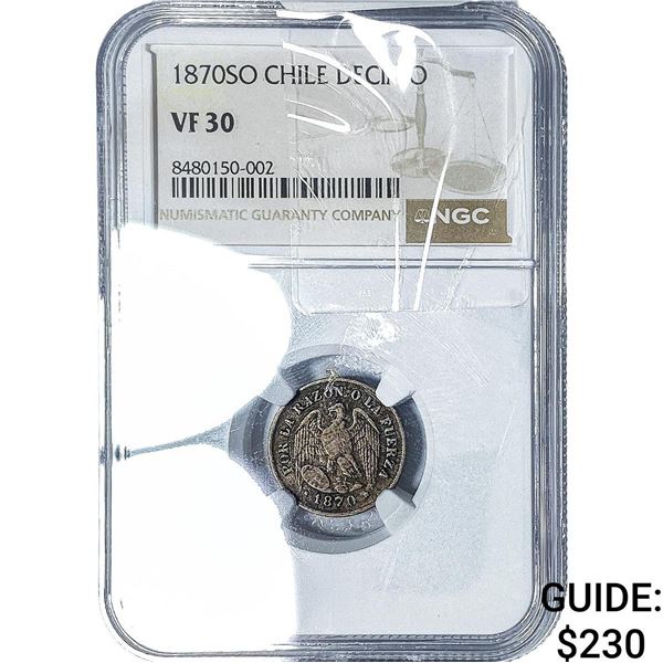 1870-SO Chile Silver Decimo NGC VF30
