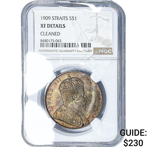 1909 Straits Settlements Silver 1 Dollar NGC XF Details