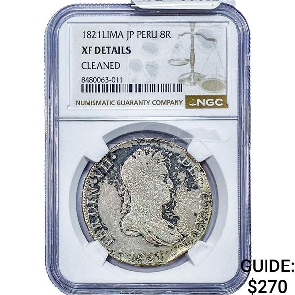 1821 Colonial Spain Silver 8 Reales NGC XF Details