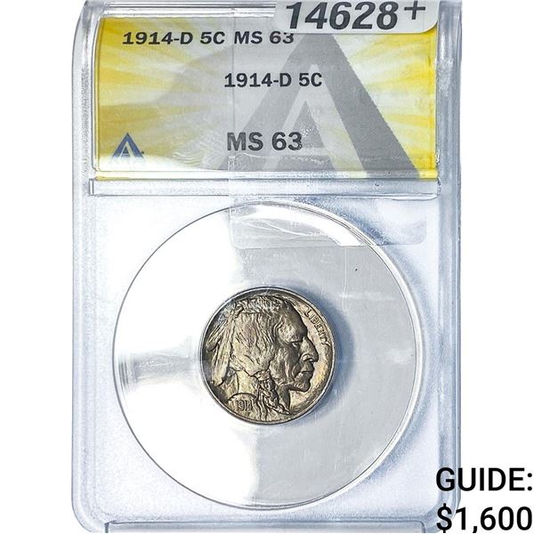 1914-D Buffalo Nickel ANACS MS63