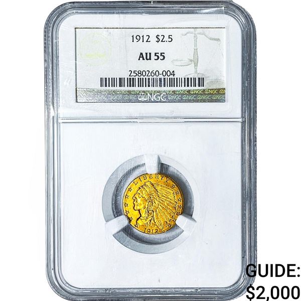 1912 $2.50 Gold Quarter Eagle NGC AU55