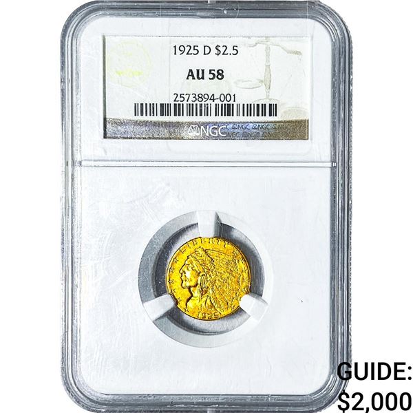 1925-D $2.50 Gold Quarter Eagle NGC AU58