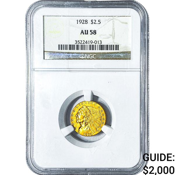 1928 $2.50 Gold Quarter Eagle NGC AU58