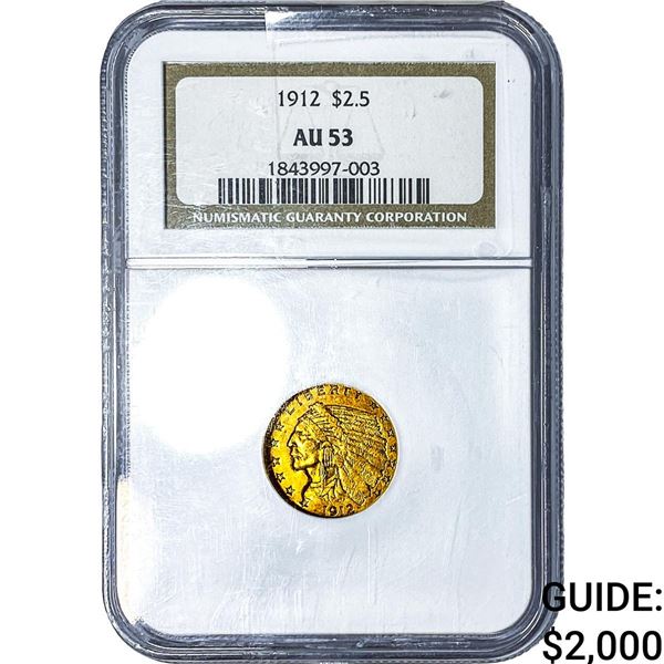 1912 $2.50 Gold Quarter Eagle NGC AU53