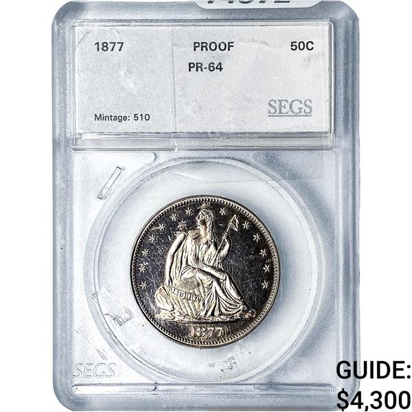 1877 Seated Liberty Half Dollar SEGS PR64