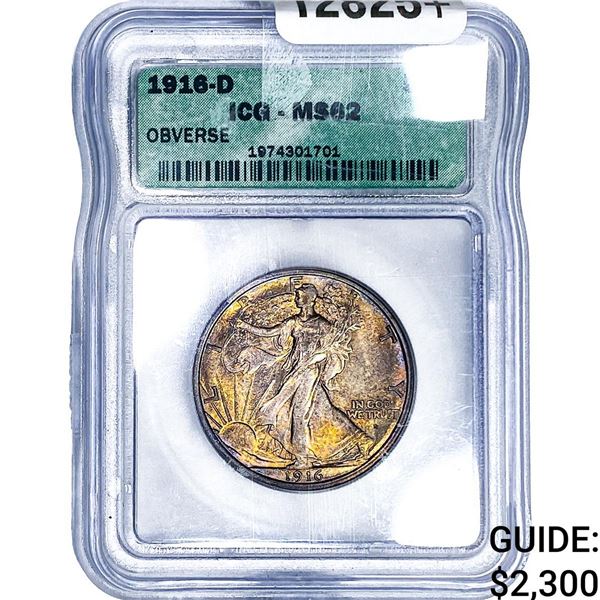 1916-D Walking Liberty Half Dollar ICG MS62 Obverse