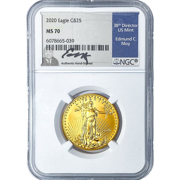 2020 1/2oz Gold $25 American Eagle NGC MS70