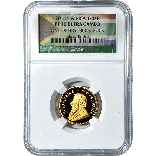 2014 South Africa 1/4oz Gold 1/4 Krugerrand PF70 Ultra Cameo