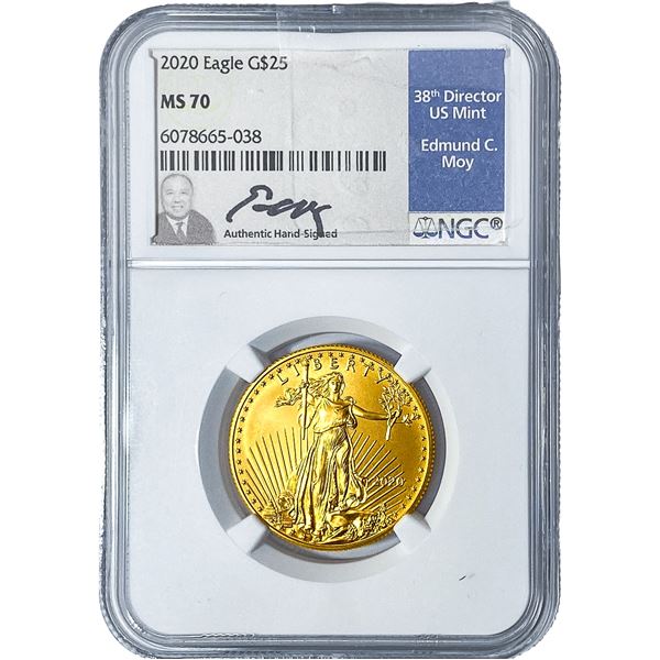 2020 1/2oz Gold $25 American Eagle NGC MS70