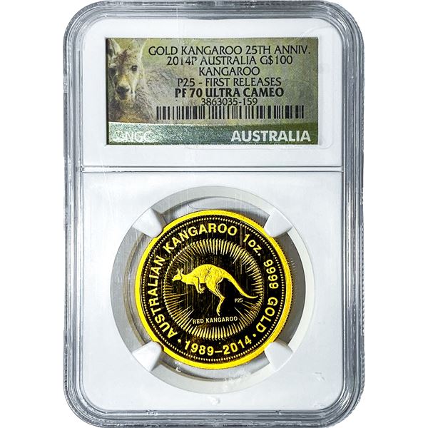 2014 Australia 1oz Gold $100 Kangaroo NGC PF70